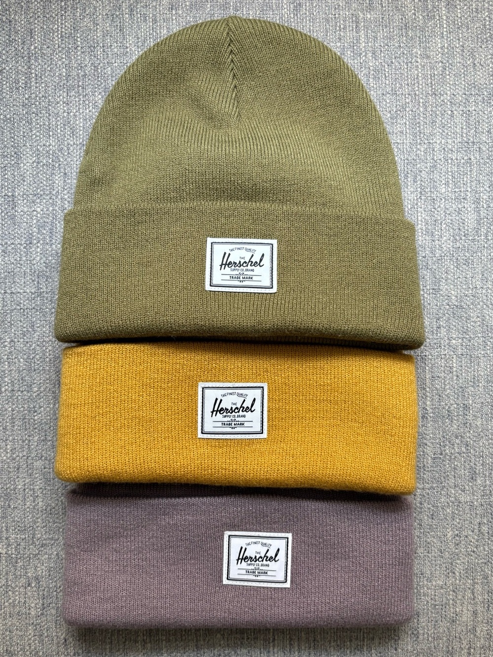 HERSCHEL beanie TRIO in olive, mustard, lilac